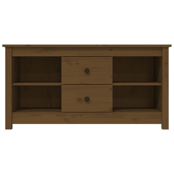 vidaXL Mueble de TV madera maciza de pino marrón miel 103x36,5x52 cm