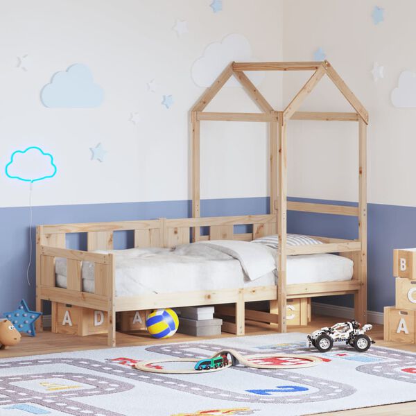 vidaXL Sofá cama con techo madera maciza de pino 90x200 cm