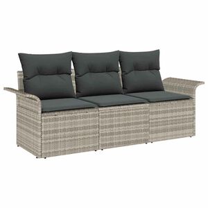 vidaXL Juego de Sof&aacute; 3 uds. 3-N&uacute;mero de plazas Gris rat&aacute;n sint&eacute;tico