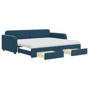 vidaXL Sof&aacute; cama nido con cajones terciopelo azul 90x200 cm