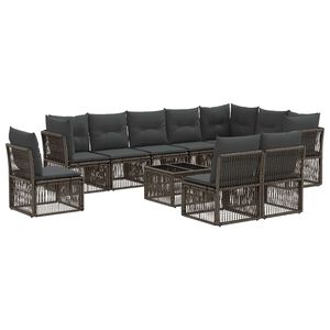 vidaXL Conjunto de sof&aacute;s de jard&iacute;n 11 uds. Gris rat&aacute;n sint&eacute;tico