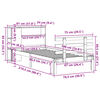 vidaXL Cama con estantería sin colchón madera maciza marrón 75x190 cm