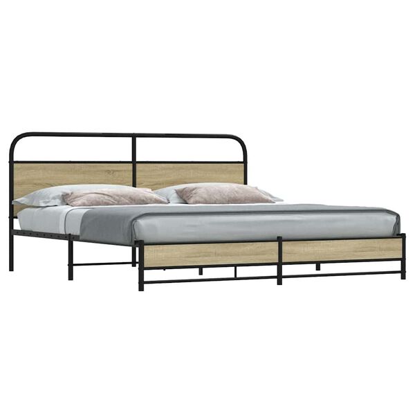 vidaXL Estructura de cama sin colchón metal roble Sonoma 183x213 cm