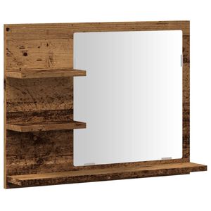 vidaXL Espejo mueble de cuarto de ba&ntilde;o madera envejecida 60x10,5x45 cm