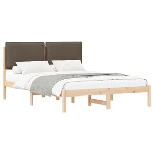 vidaXL Estructura de Cama con Cabecera Tapizada Taup&eacute; 135 x 190 cm