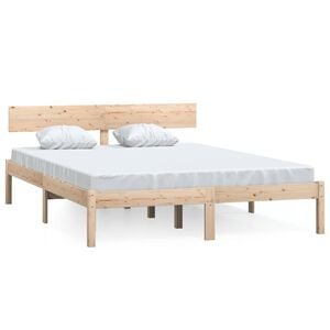vidaXL Estructura de cama doble peque&ntilde;a sin colch&oacute;n madera maciza
