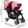vidaXL Carrito para 2 ni&ntilde;os tandem de acero rosa y negro