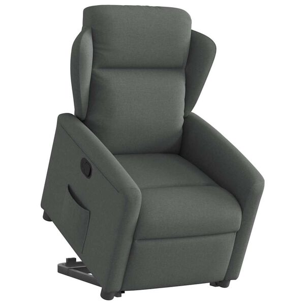 vidaXL Sill&oacute;n reclinable elevable de tela gris oscuro
