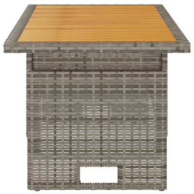 vidaXL Mesa de jardín madera maciza acacia y ratán gris 100x50x43/63cm