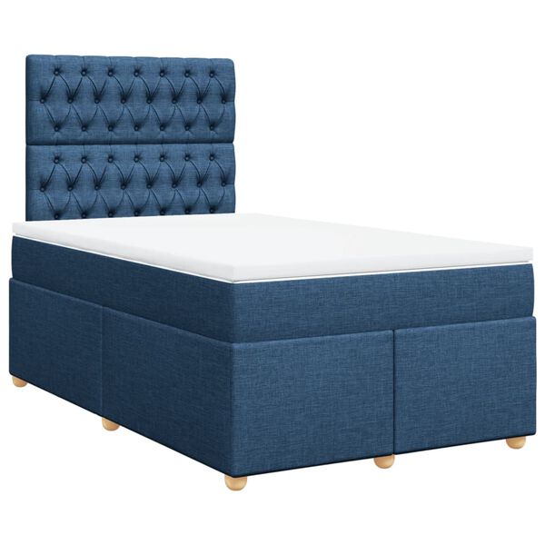 vidaXL Cama box spring con colch&oacute;n tela azul 120x200 cm