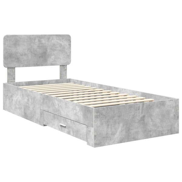 vidaXL Estructura de cama con cabecera Gris Concreto 90 x 190 cm