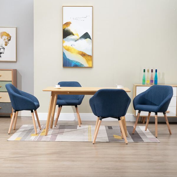 vidaXL Sillas de comedor 4 unidades tela azul
