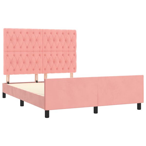 vidaXL Estructura de cama sin colch&oacute;n terciopelo rosa 140x200 cm