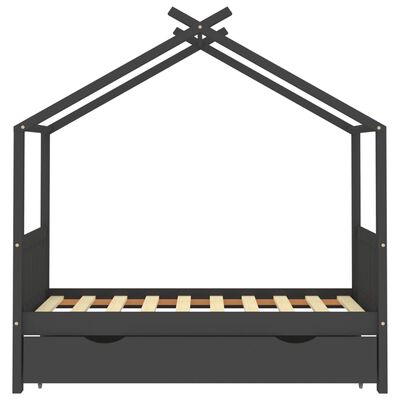 vidaXL Estructura de cama infantil y cajón madera pino gris 80x160cm