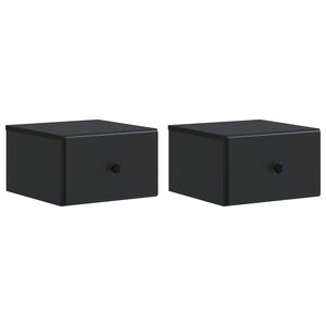 vidaXL Mesita de Noche de Pared 2 pcs Negro 34,5 x 33 x 20 cm