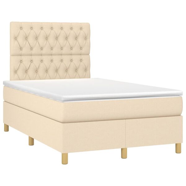 vidaXL Cama box spring con colch&oacute;n tela color crema 120x200 cm