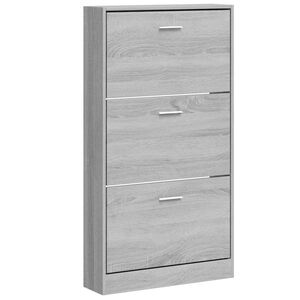vidaXL Zapatero madera contrachapada gris Sonoma 59x17x108 cm