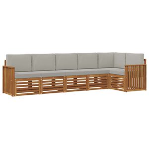 vidaXL Conjunto de Sof&aacute; Seccional con coj&iacute;n 6 pcs Gris Natural y Claro