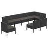 vidaXL Set de muebles de jard&iacute;n 9 pzas cojines rat&aacute;n sint&eacute;tico negro