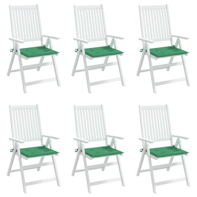 vidaXL Cojines de silla de jardín 6 uds tela verde 40x40x3 cm