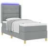 vidaXL Cama tipo Box Spring con tiras LED Gris Claro 90 x 200 cm tela