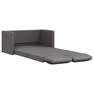vidaXL Sof&aacute; cama de suelo 2 en 1 cuero sint&eacute;tico gris 112x174x55 cm