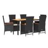 vidaXL Set de comedor de jard&iacute;n 7 pzas y cojines rat&aacute;n sint&eacute;tico negro