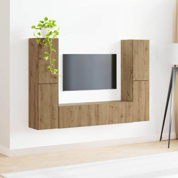 vidaXL Conjunto de mueble de TV 6 pcs Roble artesanal