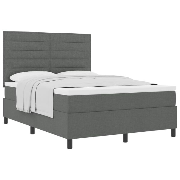 vidaXL Cama tipo Box Spring con colch&oacute;n Gris oscuro 140 x 200 cm tela