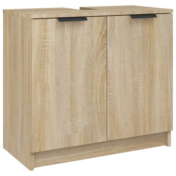 vidaXL Armario de ba&ntilde;o contrachapado roble Sonoma 64,5x33,5x59 cm