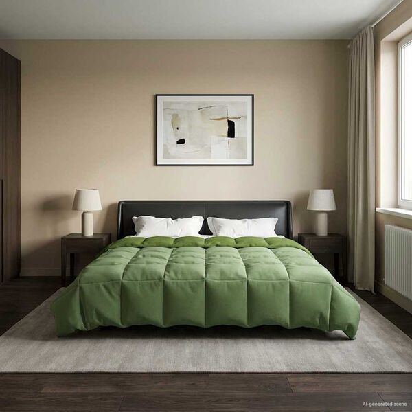 vidaXL Edred&oacute;n de Invierno Acolchado Verde 200 x 200 cm Microfibra