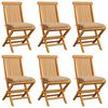 vidaXL Sillas de jardín 6 uds con cojines beige madera de teca