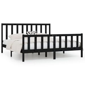 vidaXL Estructura de cama de madera maciza negra 200x200 cm