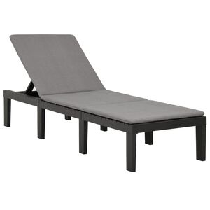 vidaXL Tumbona con coj&iacute;n pl&aacute;stico gris antracita