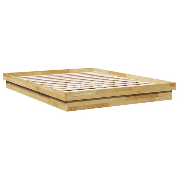 vidaXL Estructura de cama sin colch&oacute;n 135x190 cm madera maciza roble