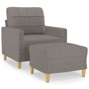 vidaXL Sill&oacute;n con taburete tela gris taupe 60 cm