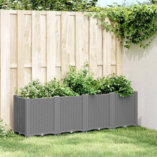 vidaXL Jardinera PP gris claro 160x40x53 cm