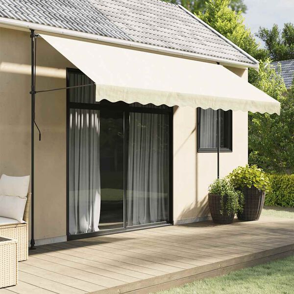 vidaXL Toldo retr&aacute;ctil de tela y acero crema 350x150 cm