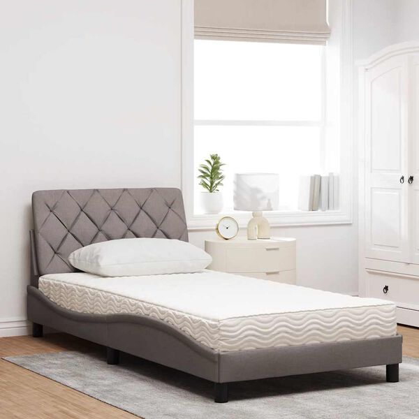 vidaXL Cama con colch&oacute;n tela gris taupe 100x200 cm