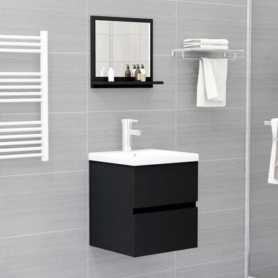 vidaXL Espejo de baño madera contrachapada negro 40x10,5x37 cm