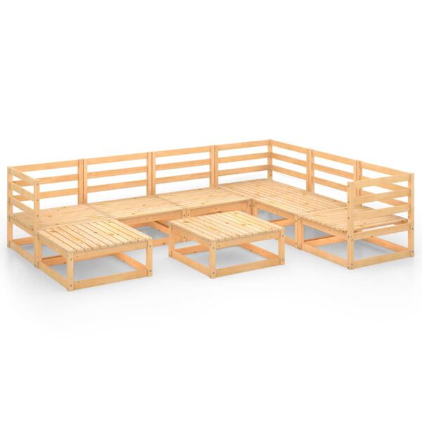 vidaXL Juego de muebles de jard&iacute;n 8 piezas madera maciza de pino