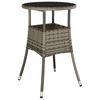 vidaXL Mesa de jard&iacute;n vidrio templado y rat&aacute;n sint&eacute;tico gris &Oslash;60x75 cm