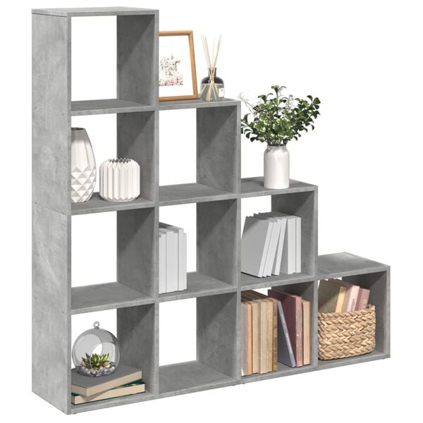 vidaXL Librer&iacute;a divisora 4 niveles madera gris 131,5x29x131,5 cm