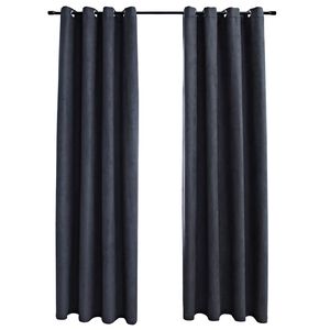 vidaXL Cortinas opacas con aros de metal 2 piezas antracita 140x175 cm
