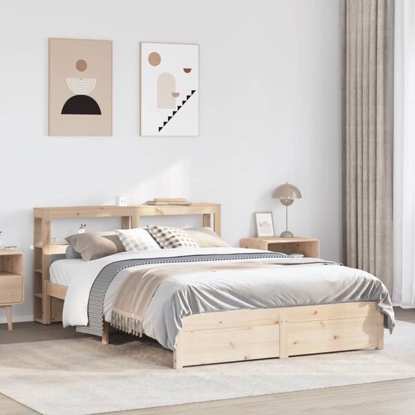 vidaXL Estructura de cama con cabecero madera maciza pino 140x190 cm