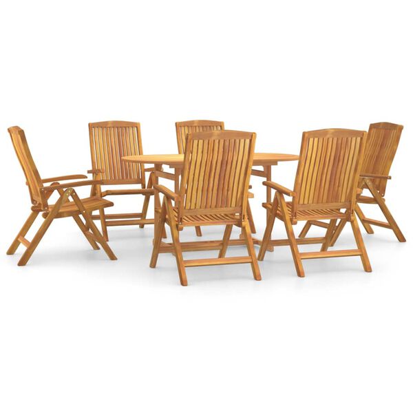 vidaXL Juego de comedor de jard&iacute;n 7 piezas madera maciza de teca