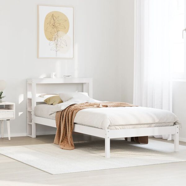vidaXL Estructura de cama sin colch&oacute;n madera maciza blanca 90x190 cm