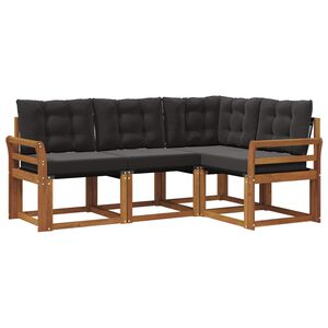 vidaXL Conjunto de sof&aacute;s de exterior con coj&iacute;n 4 pcs Natural y negro