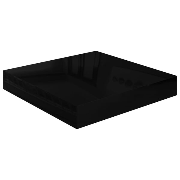 vidaXL Estante flotante de pared 4 uds MDF negro brillo 23x23,5x3,8cm