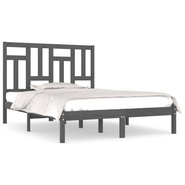 vidaXL Estructura de cama de madera maciza de pino gris 200x200 cm